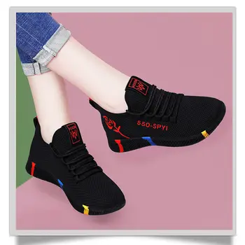 Yeni Stil kadın vulkanize ayakkabı Kadın Rahat Hava Mesh Sneakers Konfor Dantel-up yürüyüş ayakkabıları Tüm Maç kadın ayakkabısı Sapatos