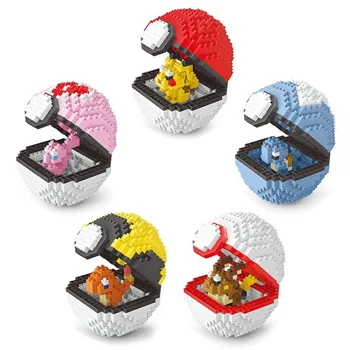 Yeni Stil Pokemon, Pokeball oyuncak yapı taşları Pikachu Eevee Bulbasaur Charmander Squirtle şekilli kalıp Bebek Hediye