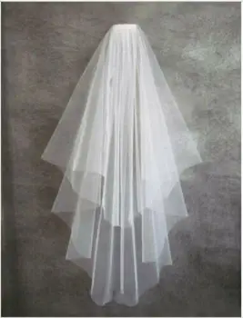 Yeni Stil Taze Görünümlü Beyaz Fildişi 2t Gelin düğün duvağı Tarak ile Dirsek Uzunluğu Kesim Kenar Katmanlı