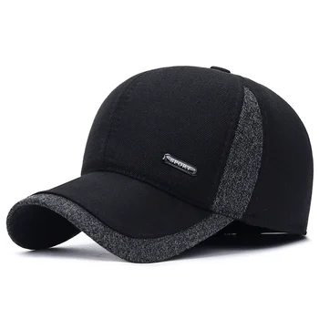 Yeni Sıcak Erkek Kış Yün beyzbol şapkası Kulak Flaps Marka Snapback Şapka Kalınlaşmak Pamuk Gömme Kap Gorra Hombre kamyon şoförü şapkası