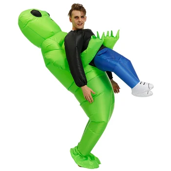 Yeni Sıcak Yeşil Alien Taşıma İnsan Kostüm Şişme Komik Havaya Uçurmak için Suit Cosplay Parti SMR88