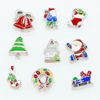 Yeni varış 20 adet/grup Noel serisi yüzen takılar oturma cam yüzen bellek kolye lockets dıy takı için