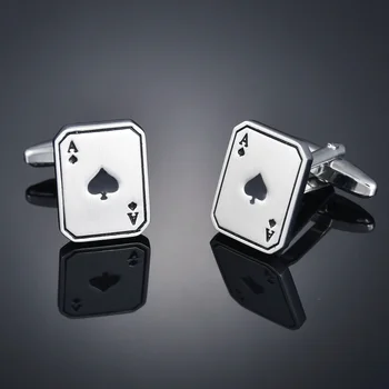 Yeni Varış Moda Poker Kol Düğmeleri Toptan ve Perakende Yenilik Casino oyun kartı Bir Tasarım Kaliteli Paslanmaz Malzeme