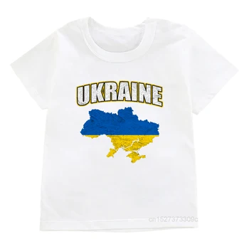 Yeni Yaz Ukrayna Bayrağı Ulusal Amblem Baskı Çocuklar Tshirt Kız Giyim Tees Tops Ukrayna Çocuk Kalp Desen Kısa Kollu