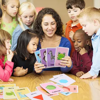 Yeni Yürümeye Başlayan Çocuklar için Flash Kartlar 2-6 Yıl ABC Alfabe Numarası Şekil Renk Meyve Hayvan İhtiyaçlar İlk Kelime Anaokulu için Okul Öncesi
