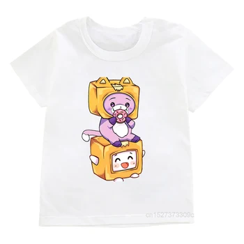 Yeni Çocuk T-shirt Kız Kawaii Kayalık Ve Foxy Karikatür Baskı Giyim Komik Lankybox Yaz Tees Harajuku Üstleri erkek