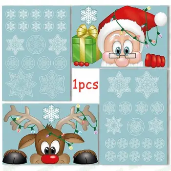 Yeni Çıkarılabilir Noel PVC Statik Sticker Güzelleştirmek Kar Tanesi Noel Baba Geyik Desen Yeni Yıl Partisi Cam Macun Windows Elbise