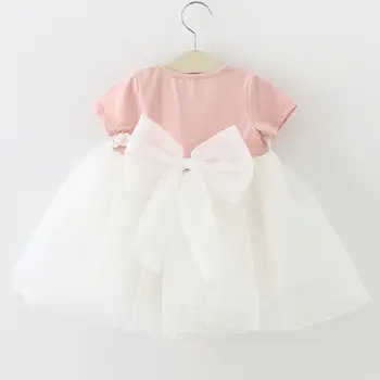 Yenidoğan Bebek Kız Elbise Parti Doğum Günü Elbise Dantel Çiçek Vaftiz Infantil Yay Tül Prenses Elbiseler Vestido