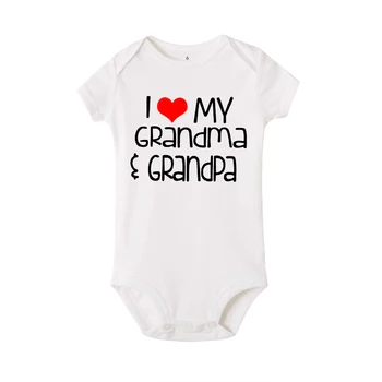 Yenidoğan Bebek Romper I Love My Büyükanne ve Büyükbaba Baskı Komik Bebek Erkek Kız Yumuşak Kısa Kollu Moda Tulum Kıyafet