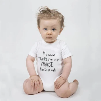 Yenidoğan Bebek yazlık tulum Bebek Kısa Kollu Annem Olduğunu Düşünüyor Değişim Baskı Toddler Tulum Erkek Bebek Kız Duş Hediyeler