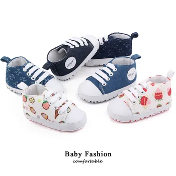 Yenidoğan Klasik ekose Bebek ayakkabıları Erkek Tuval İlk yürüyüşe Bebek moccasins Yumuşak alt Tuval Bebe kaymaz dantel-up Bebek ayakkabıları