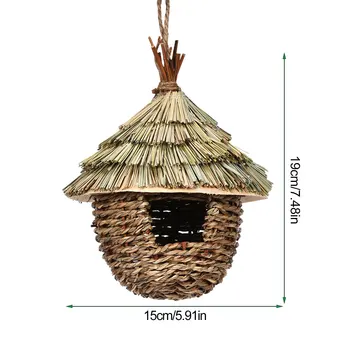 Yenilikçi Çim Sinek Kuşu Evi El dokuması Sinek Kuşu Yuva HouseNatural Çim Asılı Kuş Bahçe Veranda Çim Ofis Kapalı