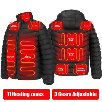 YENİ erkek ısıtmalı ceketler açık ceket USB elektrik pili uzun kollu ısıtma Kapşonlu ceketler sıcak kış termal giyim