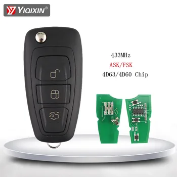 YIQIXIN 433MHz ASK / FSK Uzaktan Araba Anahtarı Ford Focus 3 İçin Kuga Fiesta C Max Bağlantı Mondeo Galaxy Transit akıllı anahtar 4D63 / 4D60 Çip