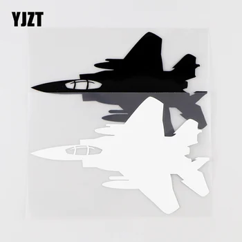 YJZT 15.6X10. 2CM İlginç Araba Çıkartmaları Uçak Fighter Vinil Çıkartmaları Araba Sanat Dekorasyon Siyah / Gümüş 10A-0035