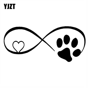 YJZT 17.8 * 7.7 CM Köpek Kedi Paw Aşk Araba Pencere Dekoratif Çıkartmalar Yaratıcı Moda Karikatür Çıkartmaları Siyah / Gümüş C6-1033