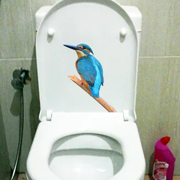 YOJA 20.4×25.6 CM Mavi Yalıçapkını Yaratıcı ev duvar Dekorasyonu Komik Tuvalet WC Çıkartmalar T1-3240