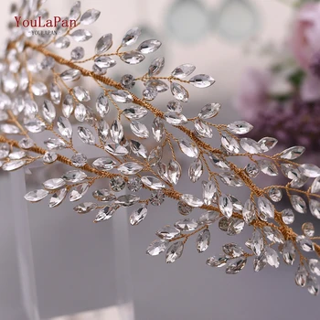 YouLaPan SH308-G Düğün Kristal Kemer Altın Taklidi gelin kemeri düğün elbisesi Kemer Nedime Kanat Geniş gelin kemeri