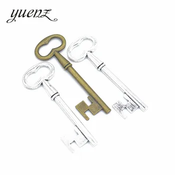 YuenZ 5 adet 2 renk Antik gümüş renk Metal anahtar Charms Kolye Takı Yapımı İçin Dıy El Yapımı Takı 57 * 20mm O238