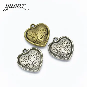 YuenZ 5 adet Antik gümüş renk Kalp şeklinde Charm Kolye Bilezik Kolye Takı Aksesuarları Dıy Takı Yapımı A102