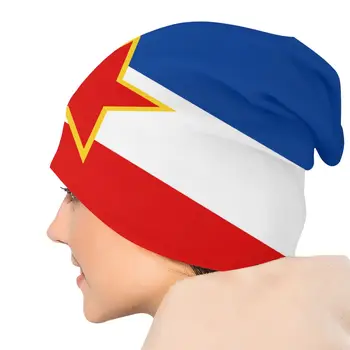Yugoslavya Bayrağı Kaput Şapka Örme Şapka Rahat Kayak Skullies bere erkek kadın Bahar Sıcak Çok Fonksiyonlu Kap