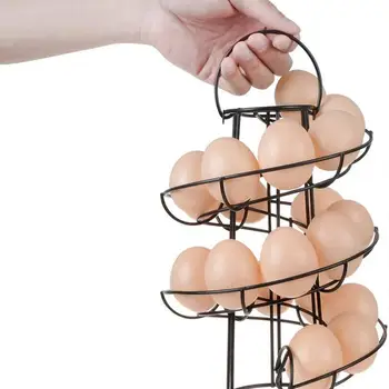 Yumurta Tutucu Çok Fonksiyonlu Spiral Tasarım ıstikrarlı firma Demir Yaratıcı Yerden Tasarruf Yumurta Depolama Raf Mutfak Depolama