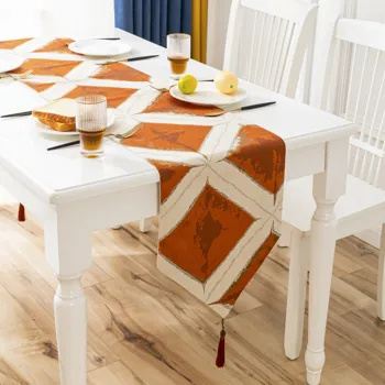 Yüksek hassasiyetli jakarlı masa koşucu Amerikan lüks oturma odası masası dekorasyon kumaş