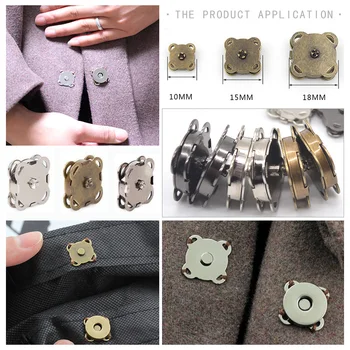Yüksek kalite 10 takım/grup siyah gümüş dikmek metal manyetik Snaps düğmesi palto çanta konfeksiyon aksesuarları scrapbooking DIY