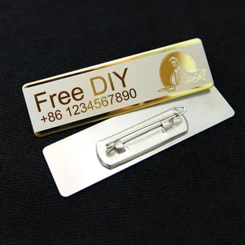 Yüksek Kalite DIY Ücretsiz Özel Ad veya Logo Paslanmaz Çelik Broş Rozetleri Dikdörtgen Boş Yaka İğneler Aksesuarları Dekore