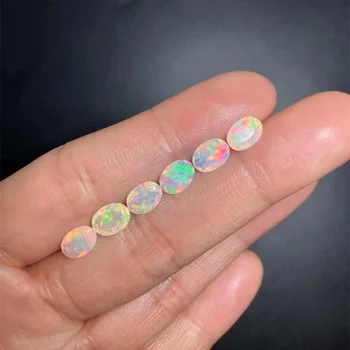 Yüksek Kaliteli Doğal Opal oval yüzlü Şekli Düz Tabanlı Opal / K Altın Takı Saat Kakma Taşlar Yüzük Yüz