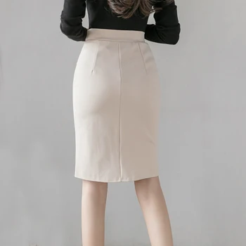 Zarif Yüksek Bel Bölünmüş Ruffles Kat Etek Kadınlar İçin Kore Moda Hip-Wrap Ofis Bayan Streç Midi Etekler Vintage Giyim