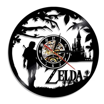 Zelda CD Vinil Kayıt Duvar saati Tema DIY Çıkarılabilir Sanat İzle Saat Siyah Duvar Saati Ev Dekoratif Oda Dekor