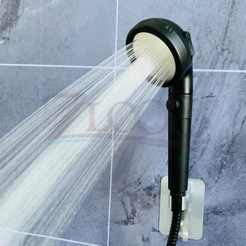 Zloog Yeni Mat Siyah 3 Modları Banyo El Filtresi Duş Başlığı Yüksek Basınçlı SPA Mineral Taşlar Saf Duş Başlığı Memesi