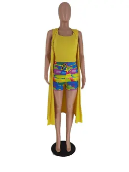 ZOOEFFBB Seksi 3 Parça Set yaz kıyafetleri Kadınlar için 2022 Moda Hırka Kırpma Üst Baskı Şort Takım Elbise Toptan Eşleşen Setleri