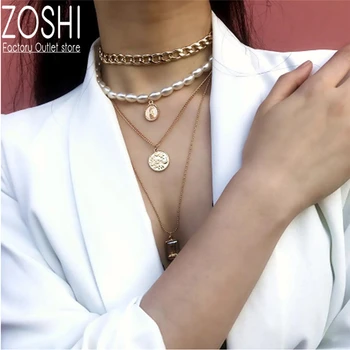 ZOSHI Yeni Varış moda tıknaz lüks kabarcık benzetilmiş inci kolye altın Kaplama gerdanlık Kolye bildirimi takı kadınlar için