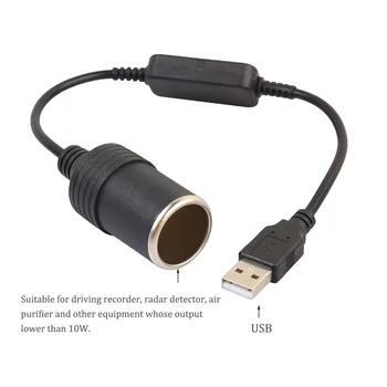 Çakmak Kadın Güç Converter Adaptörü Çizgi Cam Oto Aksesuarları için 12V İçin Kablolu USB Portu 5V araba Sigara Soket Kablosu Araba