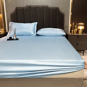 Çarşaf High-End Çarşaf Düz Renk Yatak Örtüsü Elastik Bant yatak çarşafı 160x200