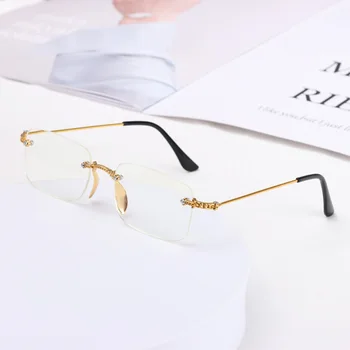 Çerçevesiz Unisex Elmas kesim okuma gözlüğü Anti-UV Mavi ışınları Presbiyopi Gözlük Ultra hafif Uzak Görüş Gözlüğü Görüş Bakımı