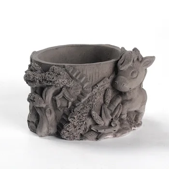 Çimento Etli Pot Kalıp 3D Hayvan Taş Oyma Beton Kalıp