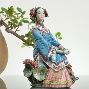 Çin Tarzı Zarif Usta El Sanatları Seramik Güzellik Heykelleri Figürler El Sanatları Antik Güzel Bayanlar Heykeller Dekorasyon