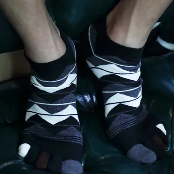 Çizgili dalga erkekler beş parmak çorap Pamuk çorap mürettebat erkek Sox beş parmak ayak Çorap