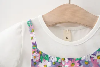 Çiçek yaz kıyafetleri Yenidoğan Bebek Kız Elbise Kore Moda Rahat Pamuk Kısa Kollu Bebek Çiçek Elbise Çocuklar İçin Giysi