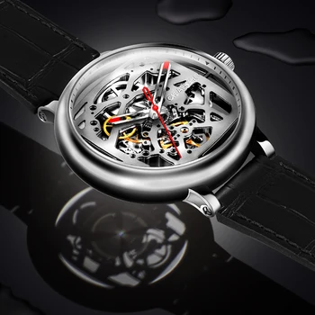 ÇİĞ FANGYUAN Serisi Şeffaf Otomatik İskelet Safir Kristal Timepiece Erkekler mekanik saatler