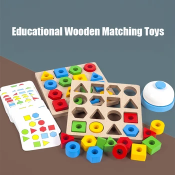 Çocuklar Geometrik Şekil Renk Eşleştirme Bulmaca Bebek Montessori Eğitim Öğrenme Ahşap Oyuncaklar Çocuklar için İnteraktif Savaş Oyunu