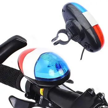 Çok fonksiyonlu 6 LEDs bisiklet ışık Elektronik Boynuz 4 Ton Sesler Bisiklet Çan Polis Siren trompet Scooter bisiklet aksesuarları