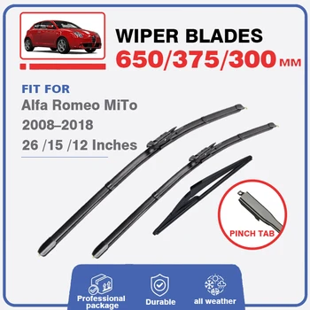 Ön Arka cam silecek bıçak seti Alfa Romeo MiTo 2008 - 2018 İçin Pencere Cam Ön Cam Fırçaları Araba Aksesuarları Kesici 26+15+12