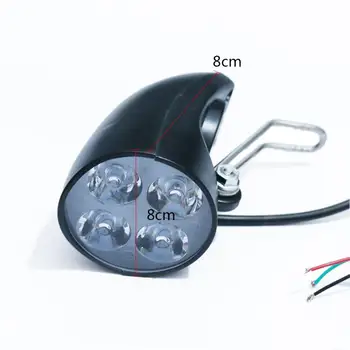 Ön Far İçin 36V 48V elektrikli bisiklet bisiklet Lambası Elektrikli Bisiklet 4 LED Ultra Parlak Spot Korna Düğmesi ile
