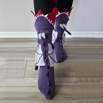 Örme hayvanlı çoraplar Komik Timsah Kalınlaşmak Çorap Kış Sıcaklık Çorap Timsah Örme Cosplay Pamuk Çorap