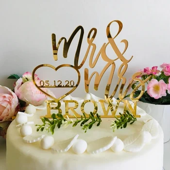Özel Kek Topper Akrilik Ayna Mektup Kek Dekor Kişiselleştirilmiş Adı Ve Tarih Altın Mutlu Doğum Günü Pastası Dekorasyon Düğün İçin