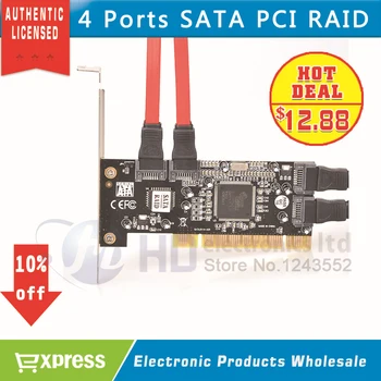 Ücretsiz kargo 1 adet Yepyeni 4 Port SATA PCI DENETLEYİCİ RAID KARTI 4 SATA SERİ ATA PCI DENETLEYİCİ RAID I / O KARTI PC + Kablo